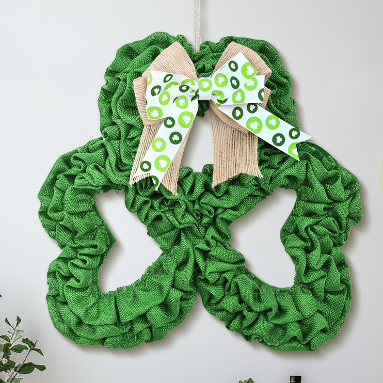 St. Patrick's Day Shamrock Burlap Wreath