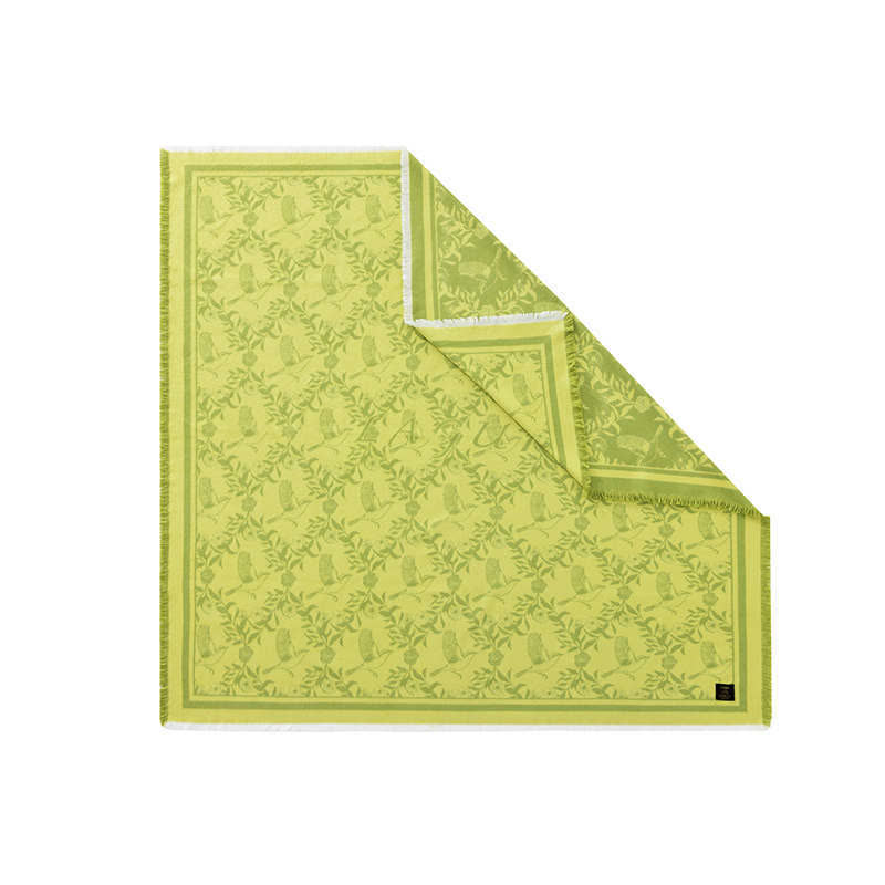 Green Artistic Botanical Tassel Throw Blanket