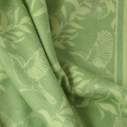 Green Artistic Botanical Tassel Throw Blanket