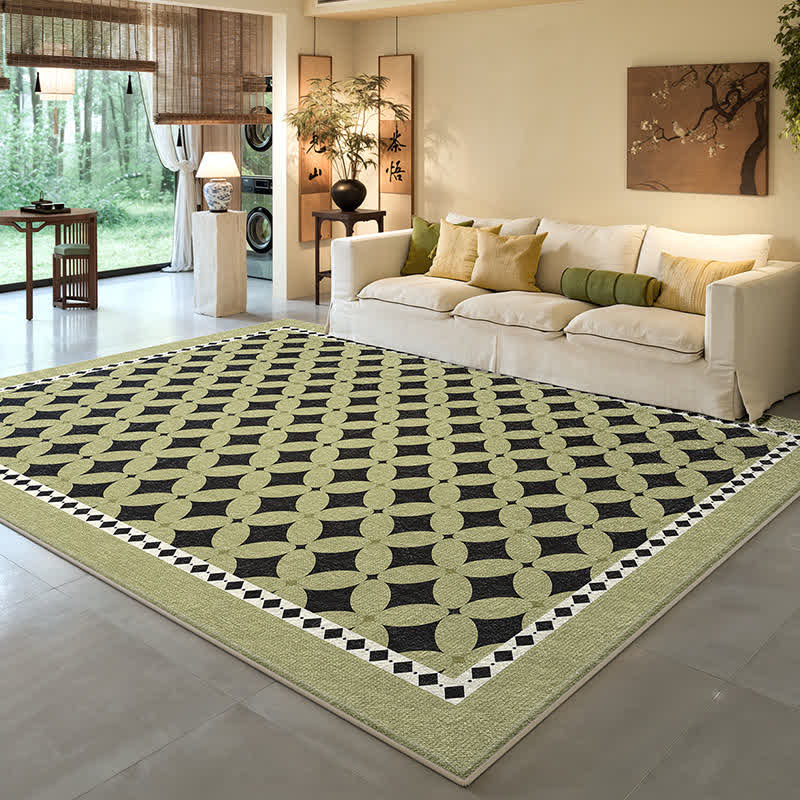 Green Geometric Diamond Area Rug