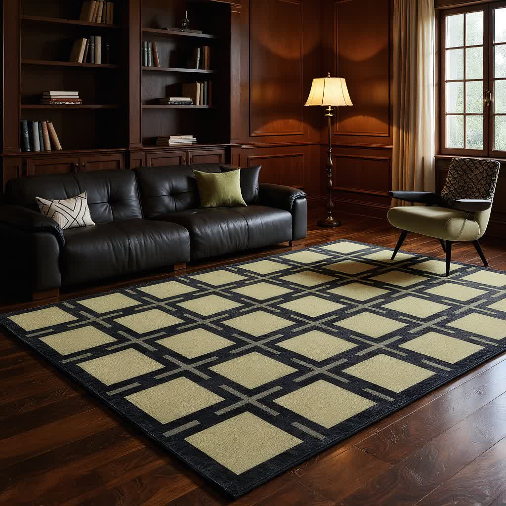 Retro Plaid Pattern Area Rug