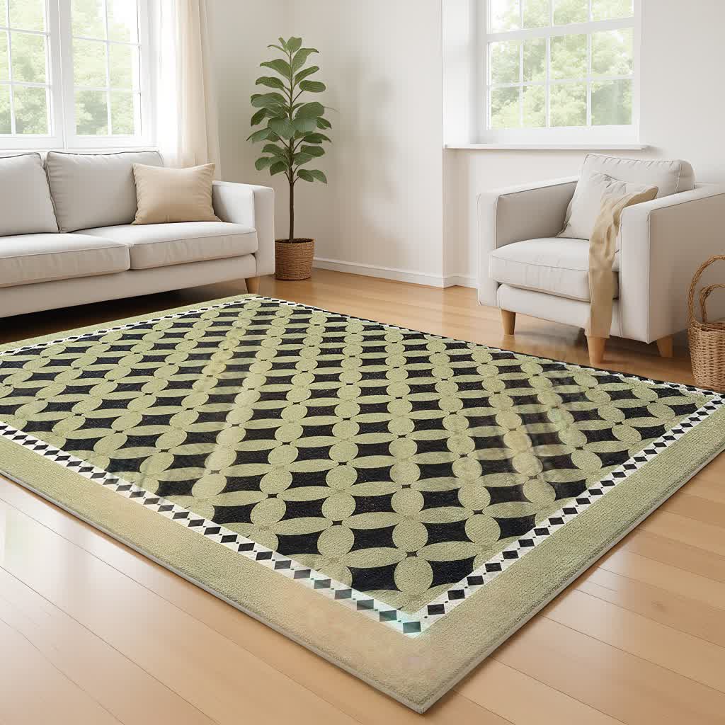 Green Geometric Diamond Area Rug