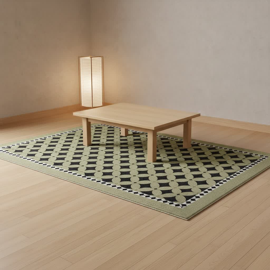 Green Geometric Diamond Area Rug