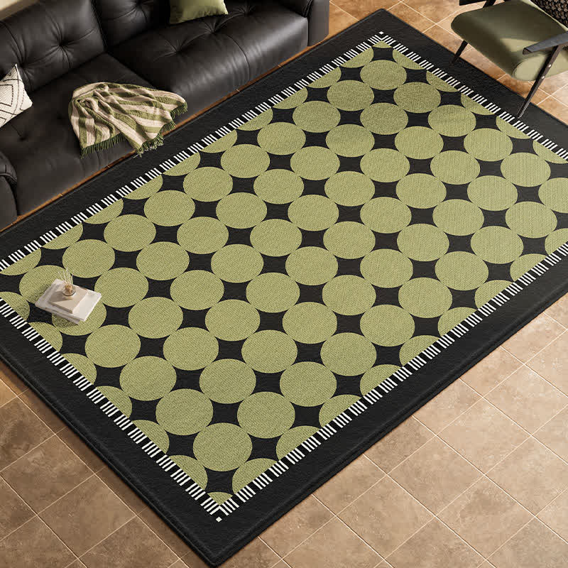 Green Circle & Line Area Rug