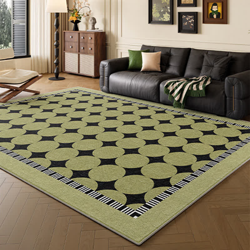 Green Circle & Line Area Rug