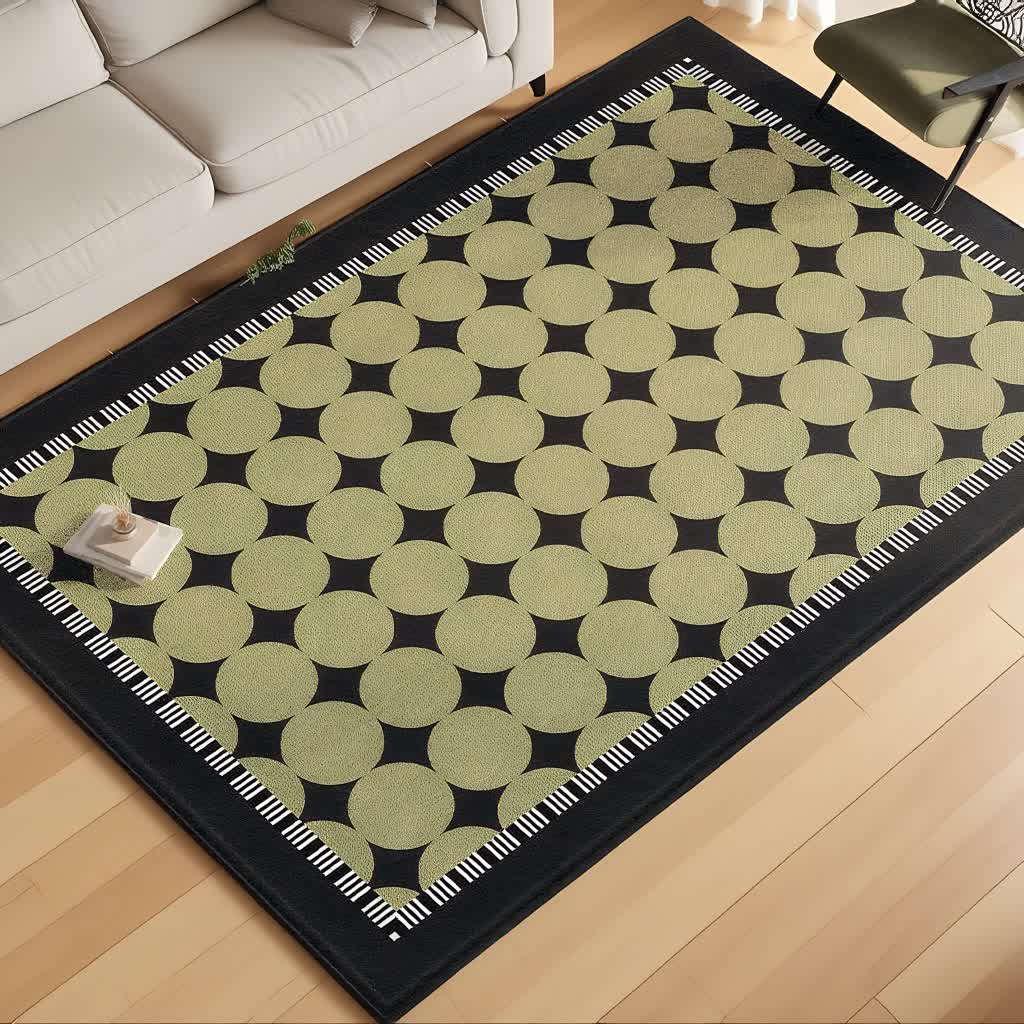 Green Circle & Line Area Rug