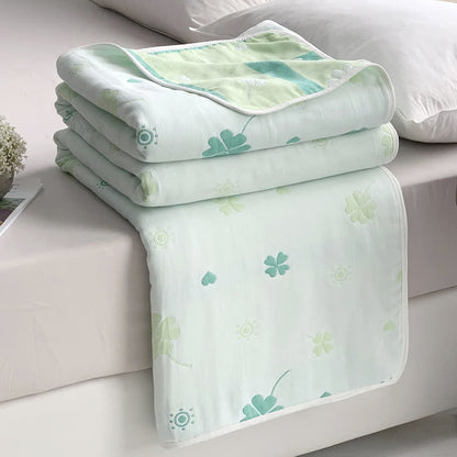Four-Leaf Clover Cotton Gauze Blanket