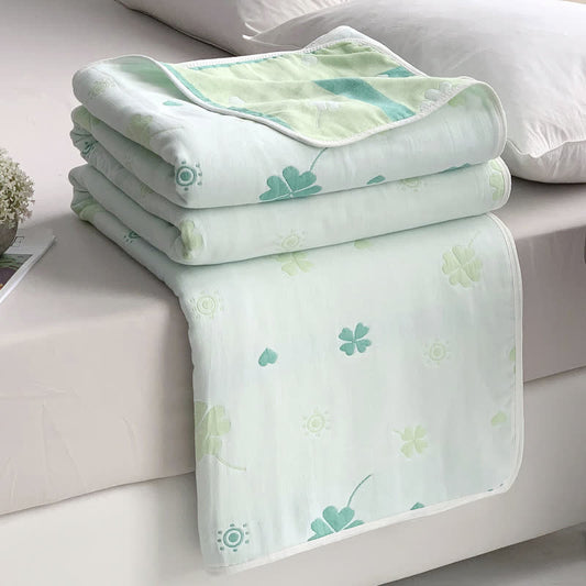 Four-Leaf Clover Cotton Gauze Blanket bed bedding Blankets Clover Fluffy Four-leaf Clover Lap Blanket newin260213 Quilts Rabbit Shamrock Sofa Blanket St.Patrick's Day Throws