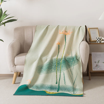 Traditional Lotus Floral Cotton Gauze Bath Towel