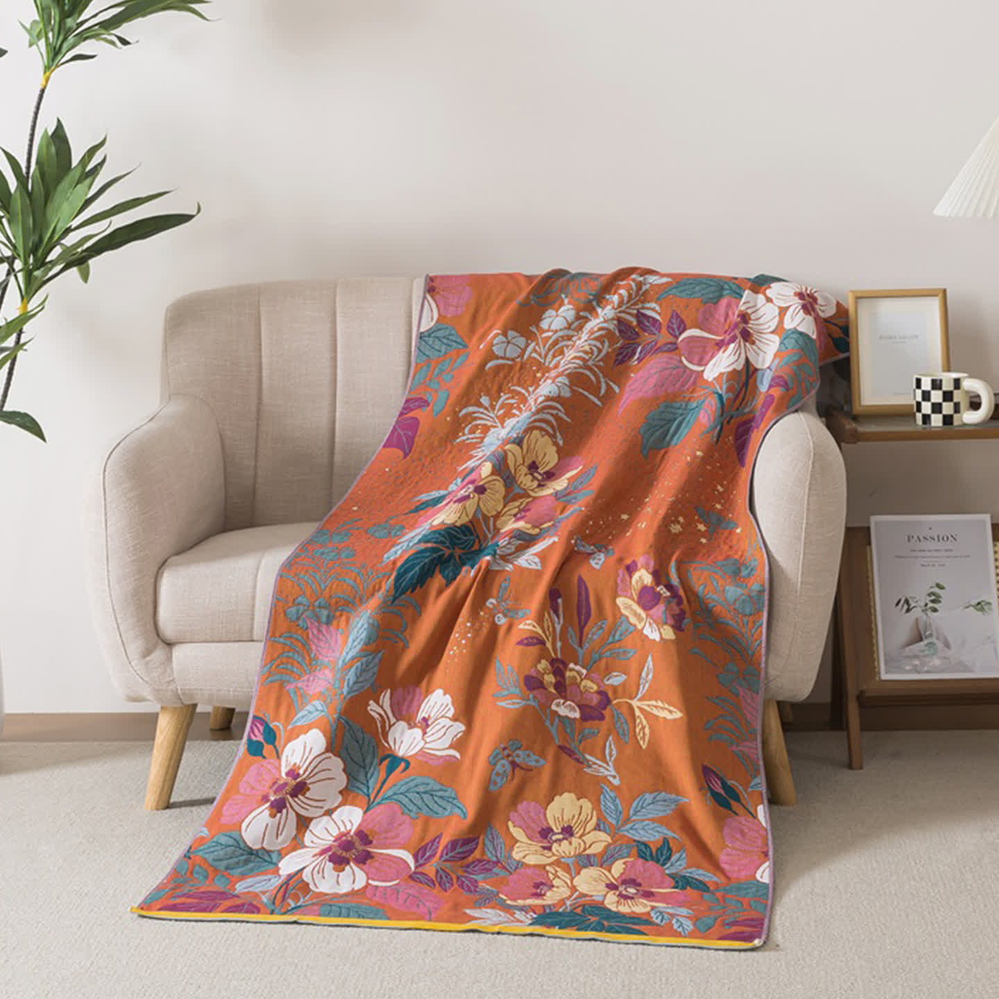 Peach Blossom Cotton Gauze Bath Towel