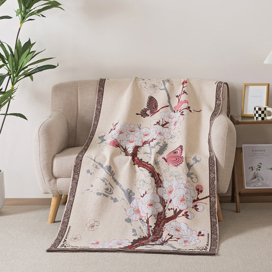 Plum Blossom & Butterfly Cotton Bath Towel