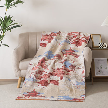 Oriental Cloud & Pavilion Cotton Bath Towel