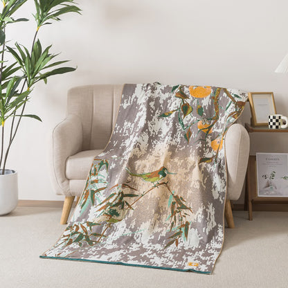 Bamboo Leaf & Bird Cotton Gauze Bath Towel