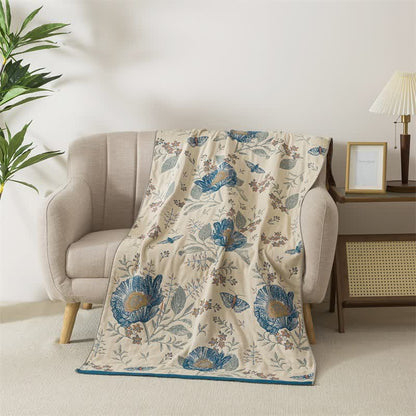 Floral & Butterfly Pure Cotton Gauze Bath Towel