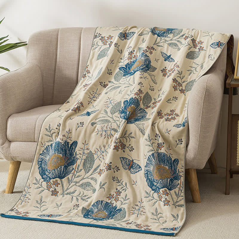 Floral & Butterfly Pure Cotton Gauze Bath Towel
