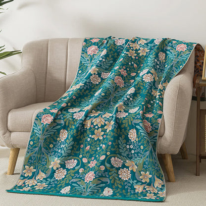 Botanical Floral & Leaf Cotton Gauze Bath Towel
