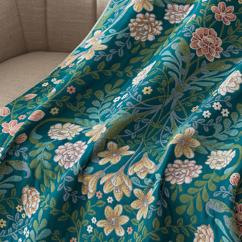 Botanical Floral & Leaf Cotton Gauze Bath Towel