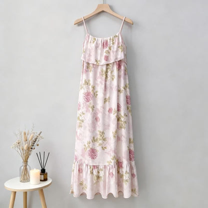 Pink Chrysanthemum Cami Lounge Nightgown