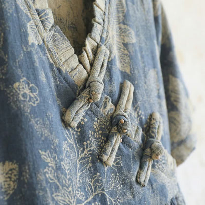 Oriental-Inspired Leaf Cotton Nightgown