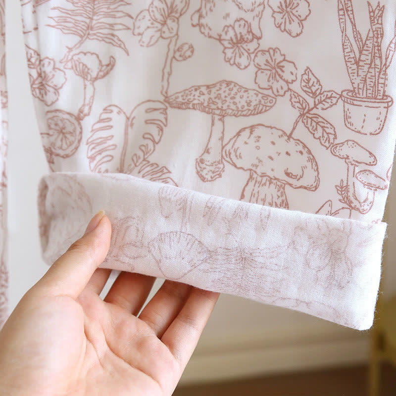 Jungle Mushroom & Bunny Cotton Gauze Pajamas