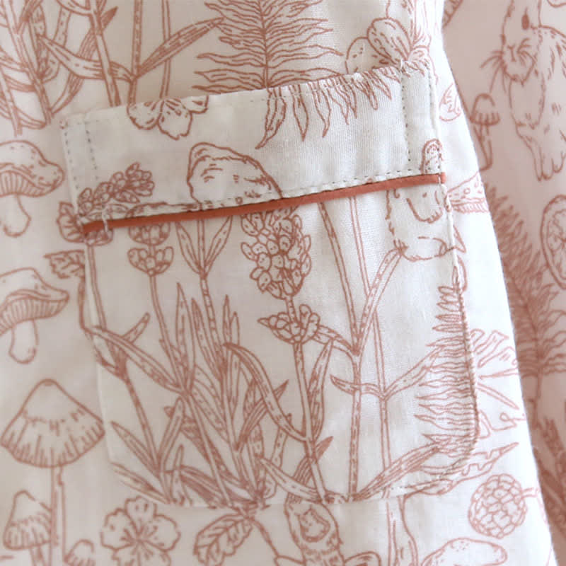 Jungle Mushroom & Bunny Cotton Gauze Pajamas