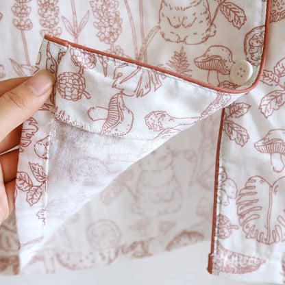 Jungle Mushroom & Bunny Cotton Gauze Pajamas