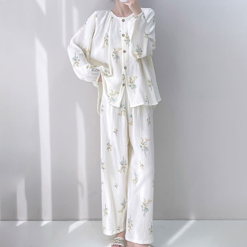 Bouquet Double Gauze Cotton Loungewear Set