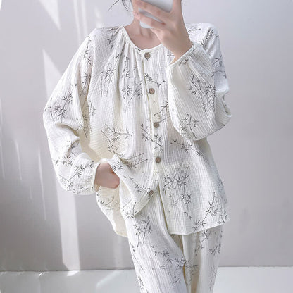 Bamboo Print Double Gauze Cotton Loungewear Set