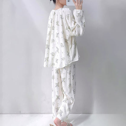 Leaf Double Gauze Cotton Loungewear Set