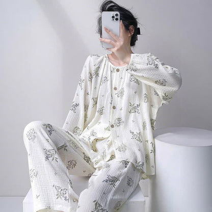 Leaf Double Gauze Cotton Loungewear Set