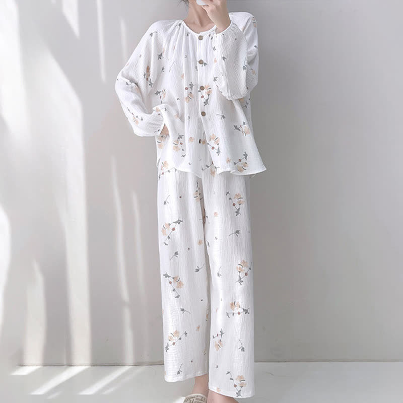 Rustic Floral Double Gauze Cotton Pajamas