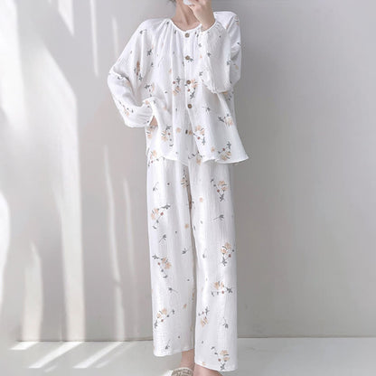 Rustic Floral Double Gauze Cotton Pajamas
