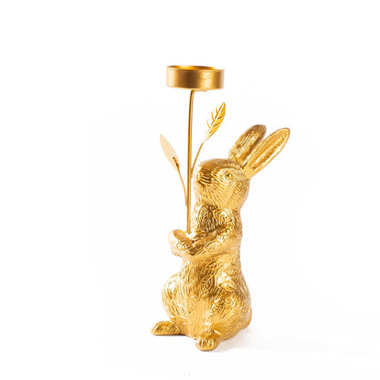 Easter Golden Bunny Candle Holder Decor