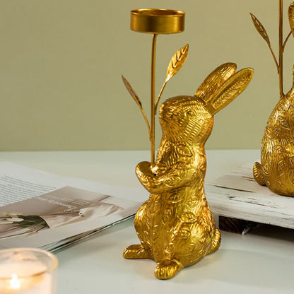 Easter Golden Bunny Candle Holder Decor