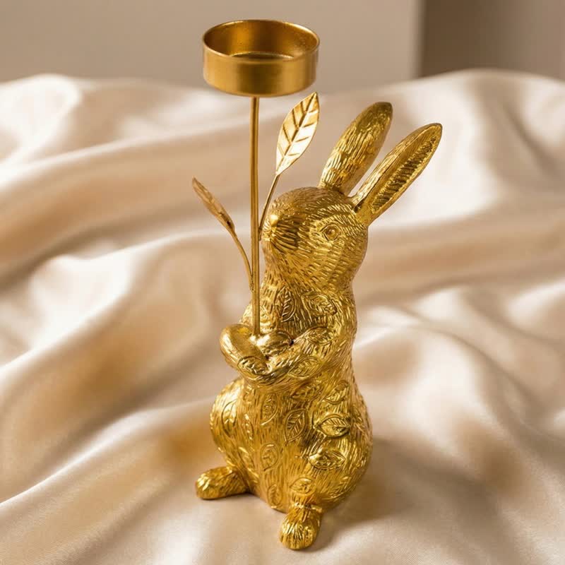 Easter Golden Bunny Candle Holder Decor