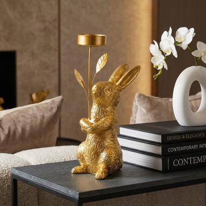 Easter Golden Bunny Candle Holder Decor