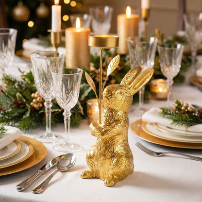 Easter Golden Bunny Candle Holder Decor