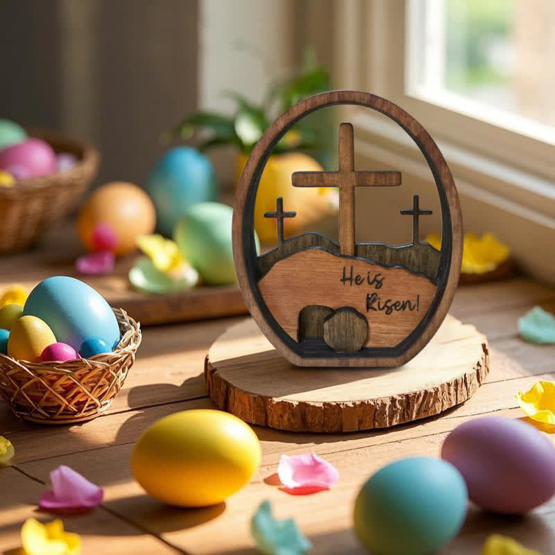 Empty Tomb Easter Wood Egg Decor