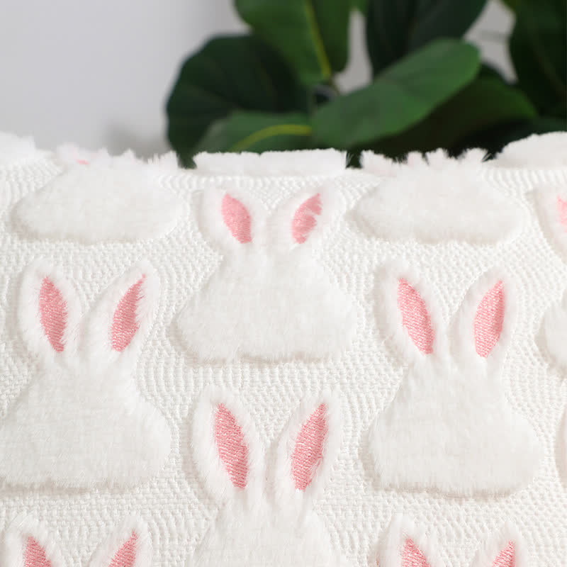 Pink Ear Easter Bunny Pillow Cover