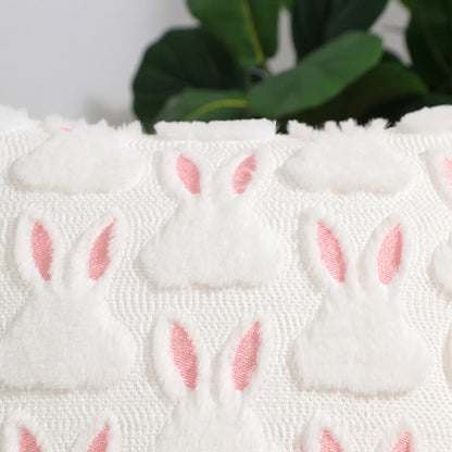 Pink Ear Easter Bunny Pillow Cover