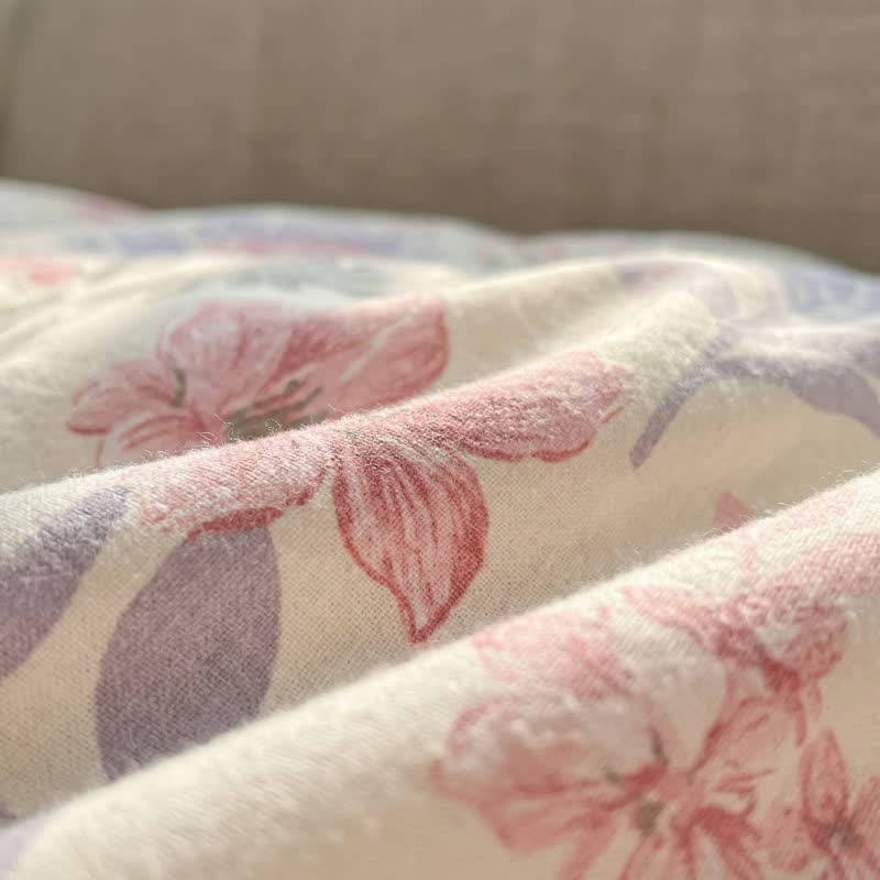 Pastoral Floral & Leaf Cotton Bedding Set(4PCS)