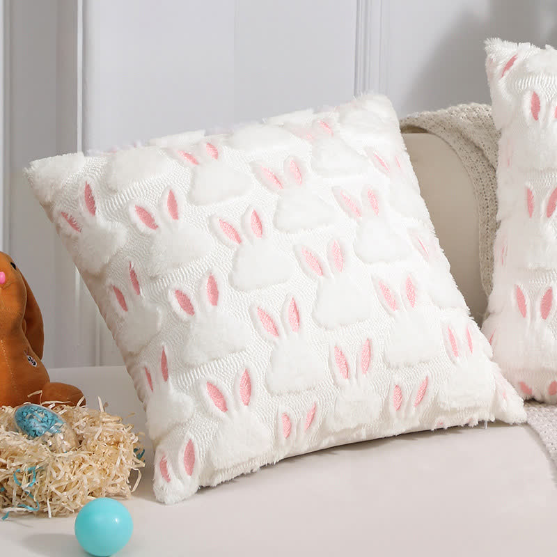 Pink Ear Easter Bunny Pillow Cover