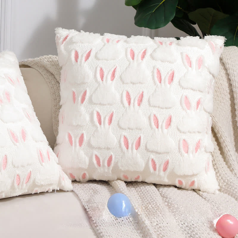 Pink Ear Easter Bunny Pillow Cover