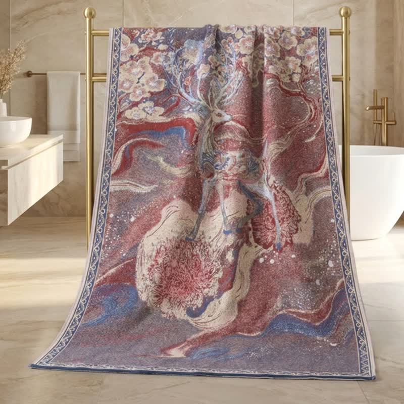 Dreamy Deer & Floral Cotton Gauze Bath Towel