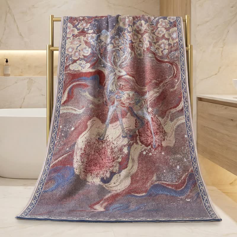 Dreamy Deer & Floral Cotton Gauze Bath Towel