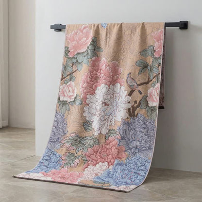 Luxurious Peony Cotton Gauze Bath Towel