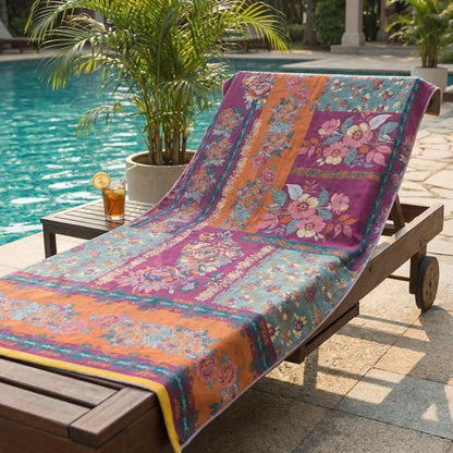 Retro Patchwork Floral Cotton Bath Towel