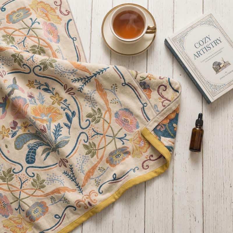 Country Floral Cotton Gauze Bath Towel