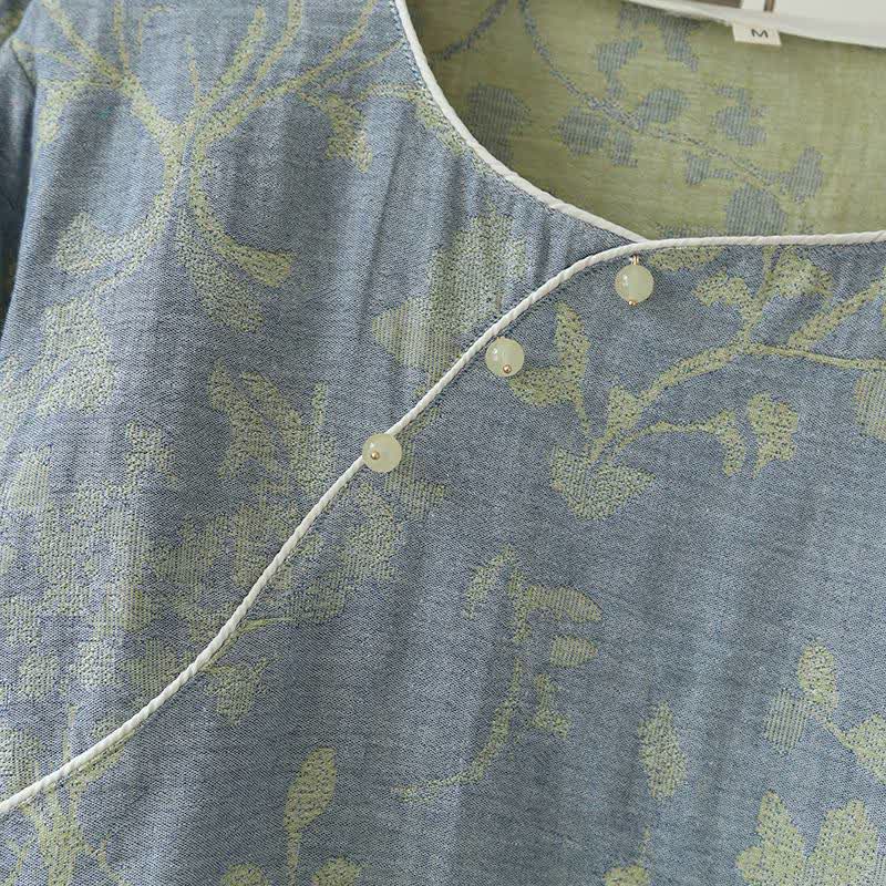 Eastern-Inspired Floral Cotton Pajama Set