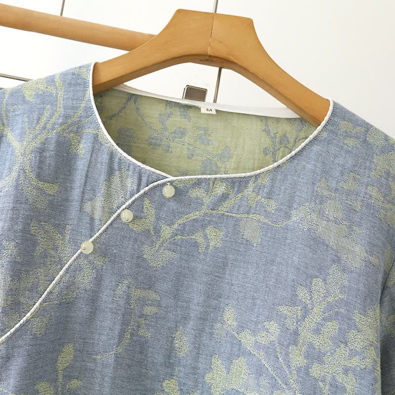 Eastern-Inspired Floral Cotton Pajama Set